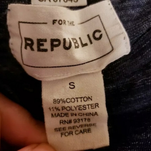 For The Republic Tie Waist Tee T-Shirt Heathered Blue Women's Small S Casual EUC - Picture 3 of 4